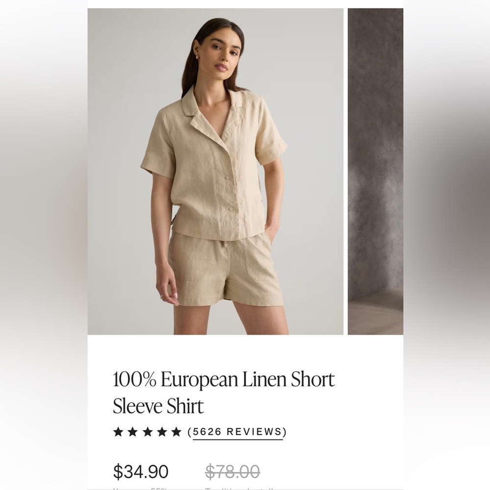 Quince 100% European Linen Short Sleeve Shirt